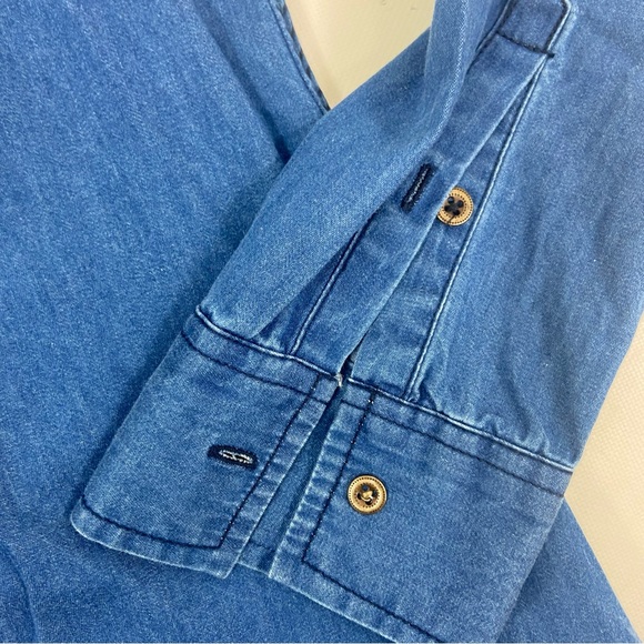 Holding Horses Anthropologie denim corduroy floral embroidered top tunic. Size 0 - Picture 5 of 10